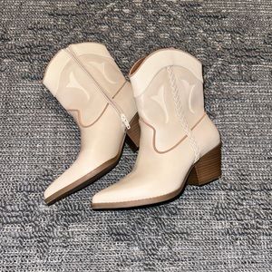 White and tan western boots